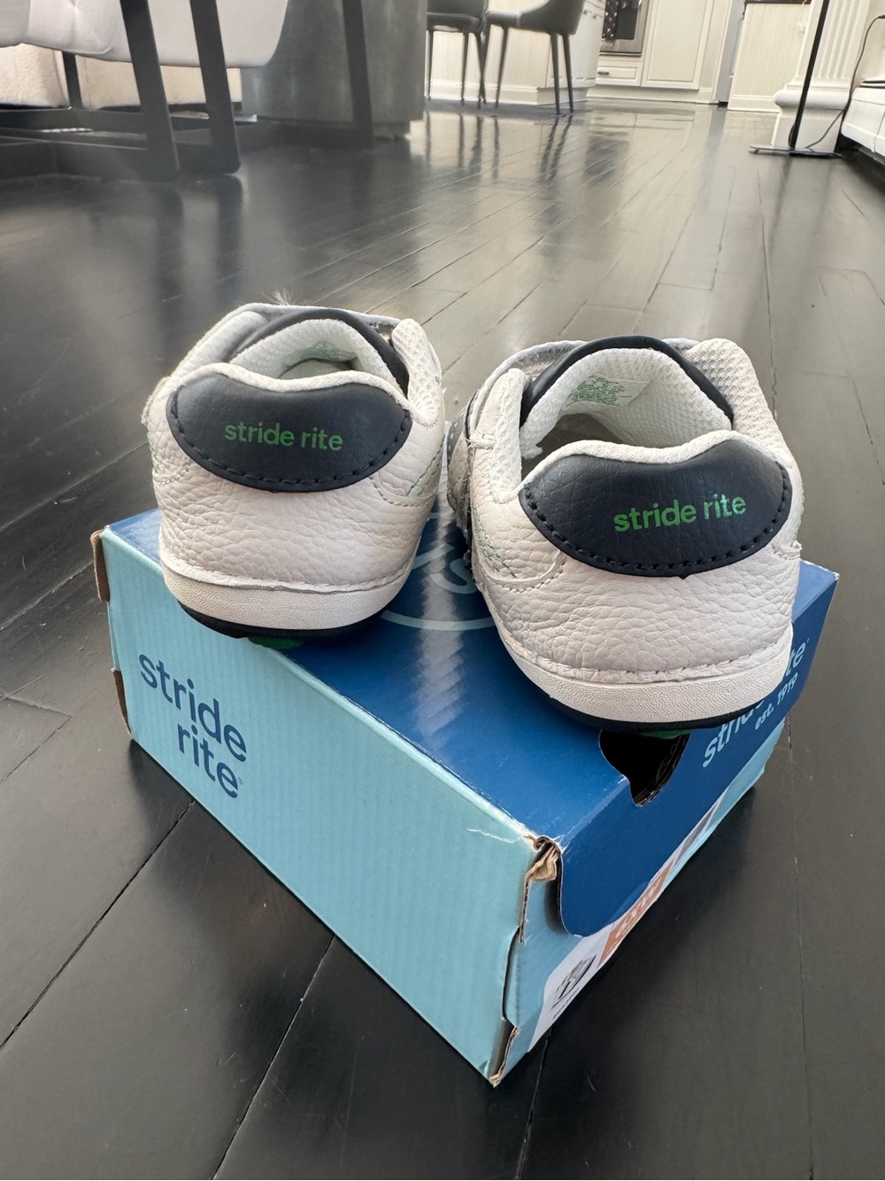 Stride Rite White, Gray & Green Toddler Sneakers - Picture 5 of 6